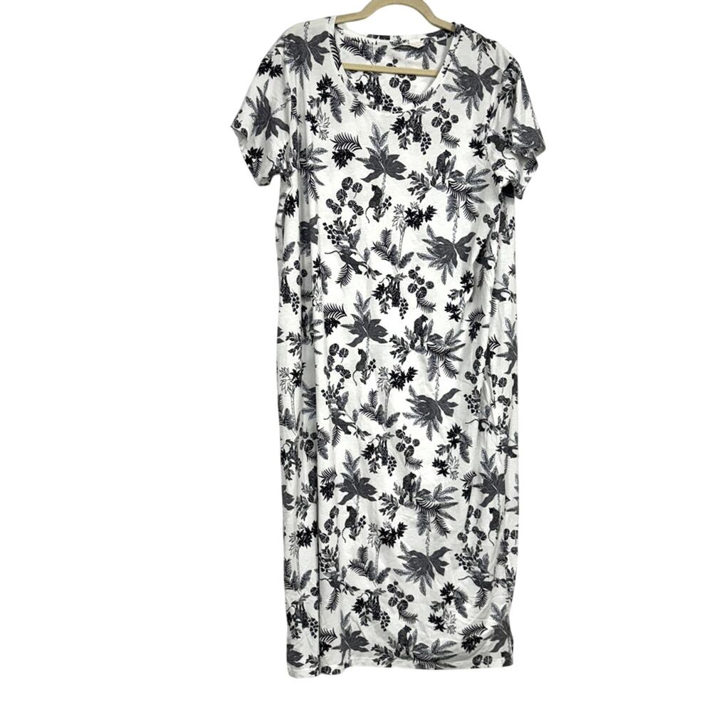 Day Dreams Duvet Days White Black Jungle Leopards Print Midi Dress Women 18 NWOT